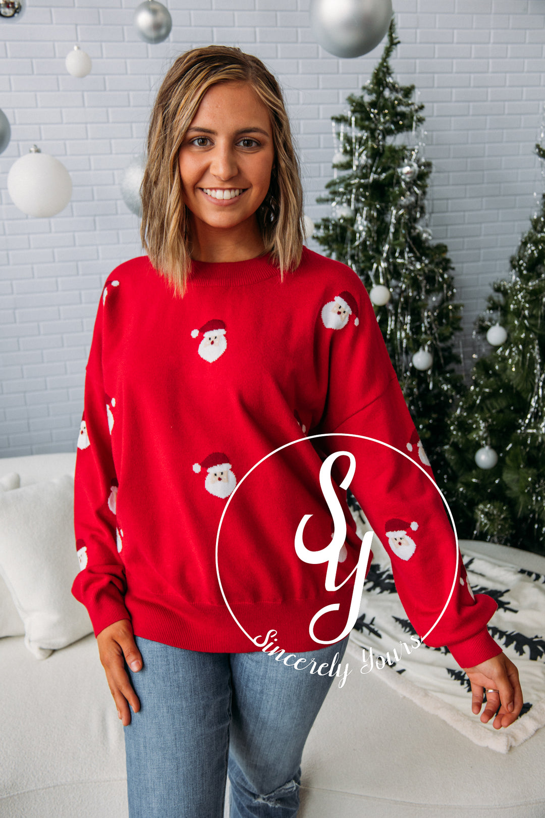 Face It Santa Sweater - Red