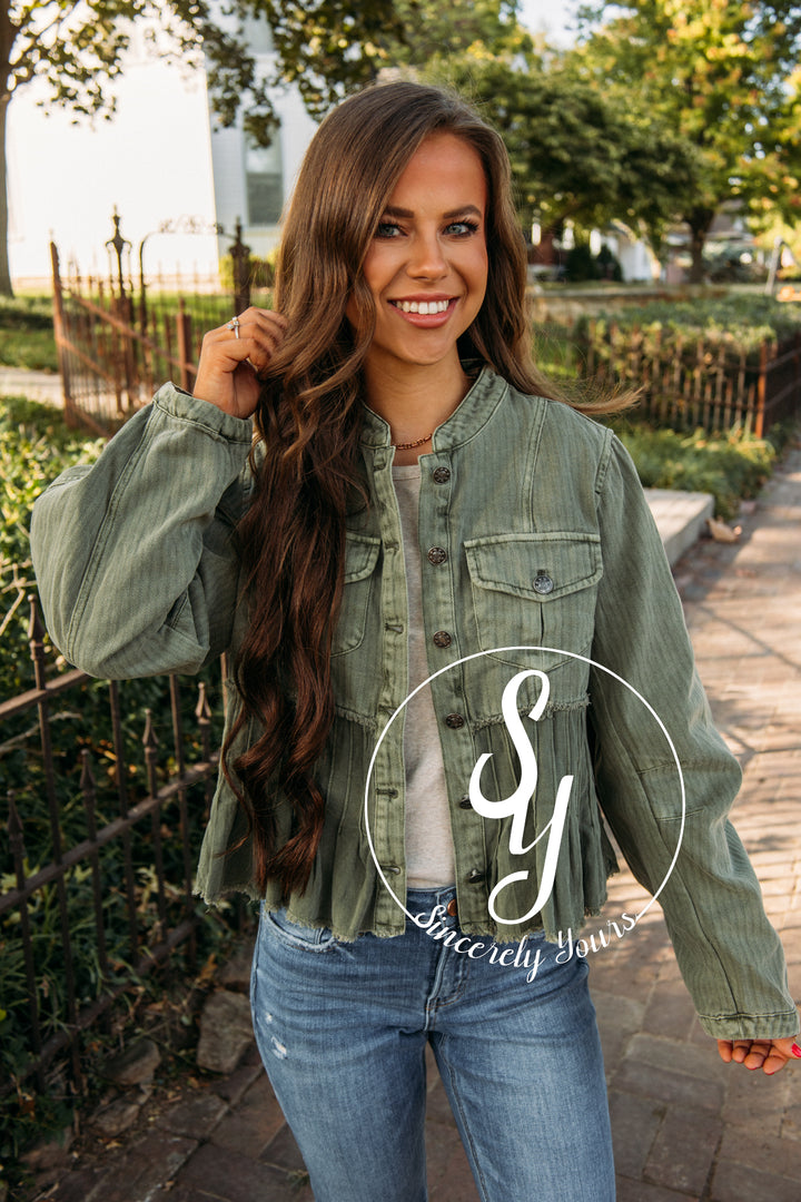 Denim Darling Jacket - Washed Olive