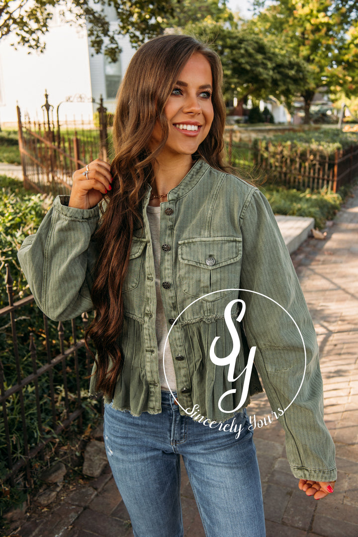 Denim Darling Jacket - Washed Olive