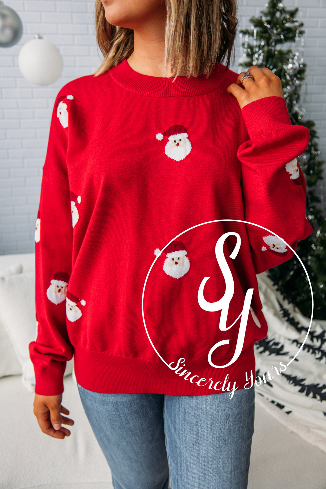 Face It Santa Sweater - Red