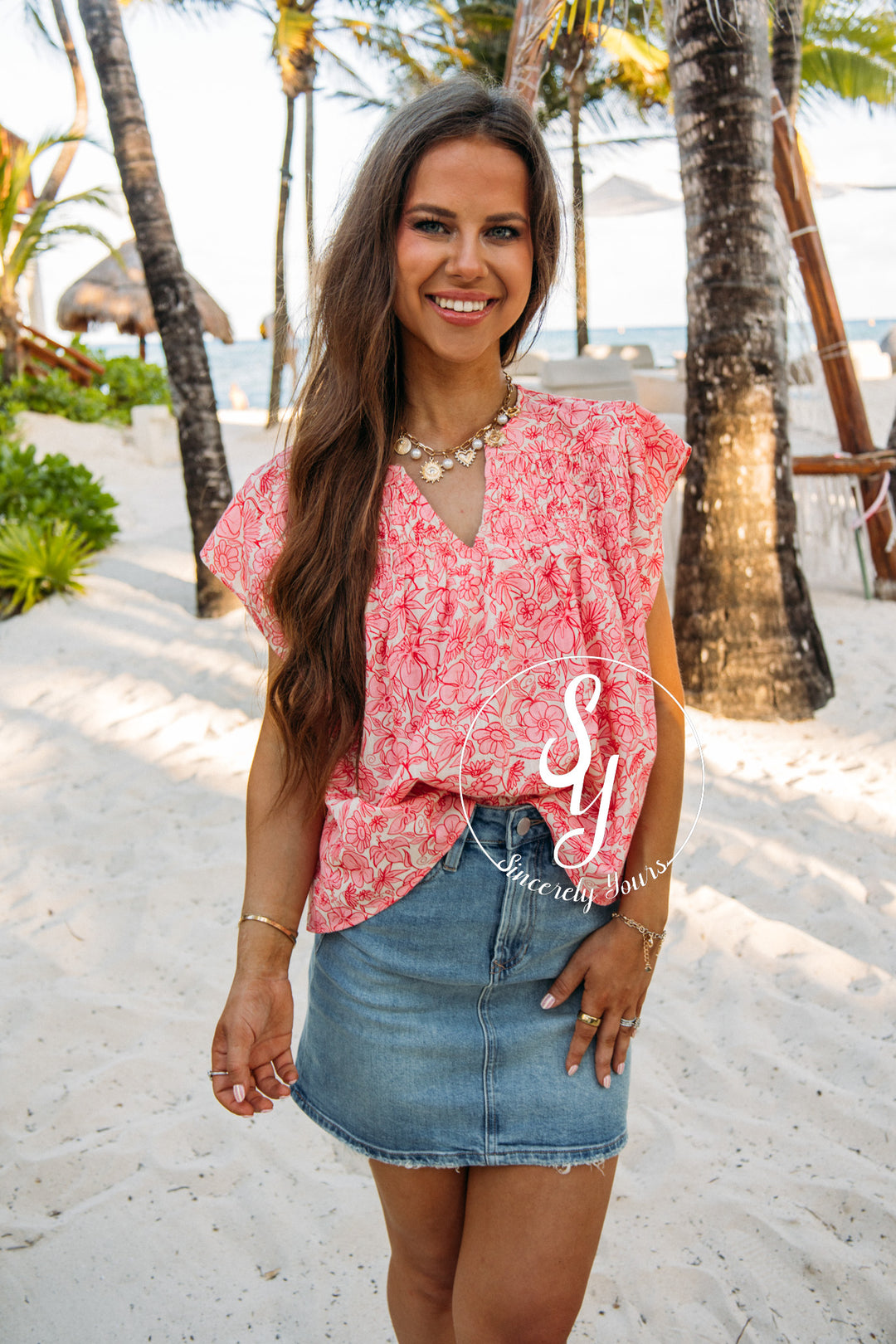Fiesta Bloom Top-Red