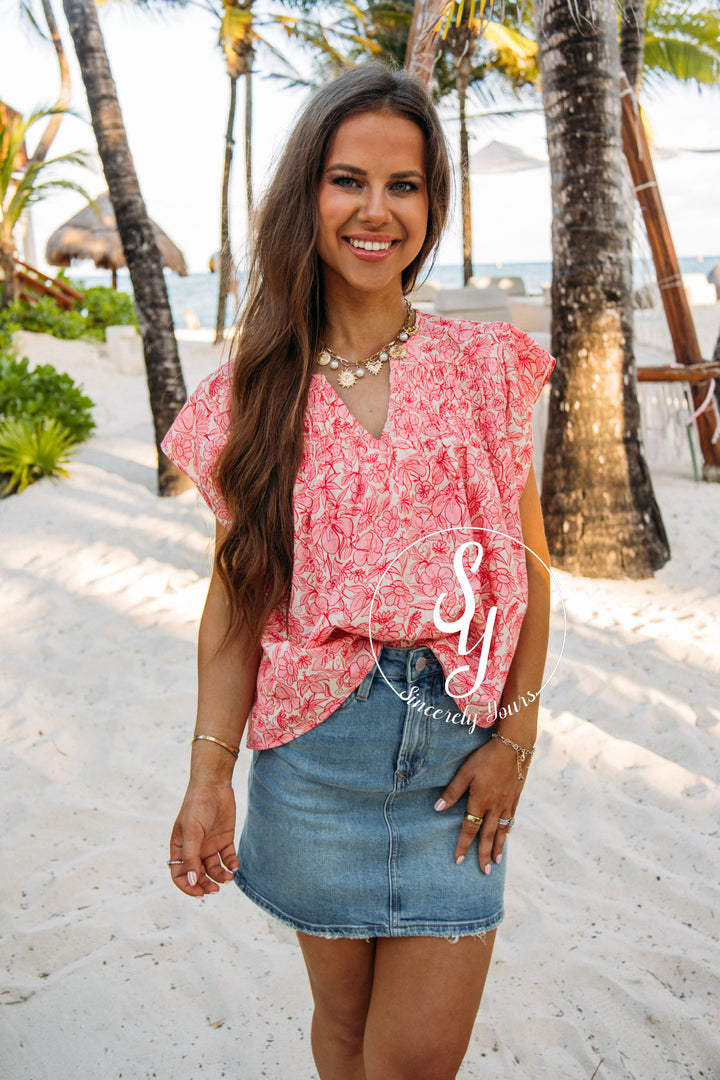 Fiesta Bloom Top-Red