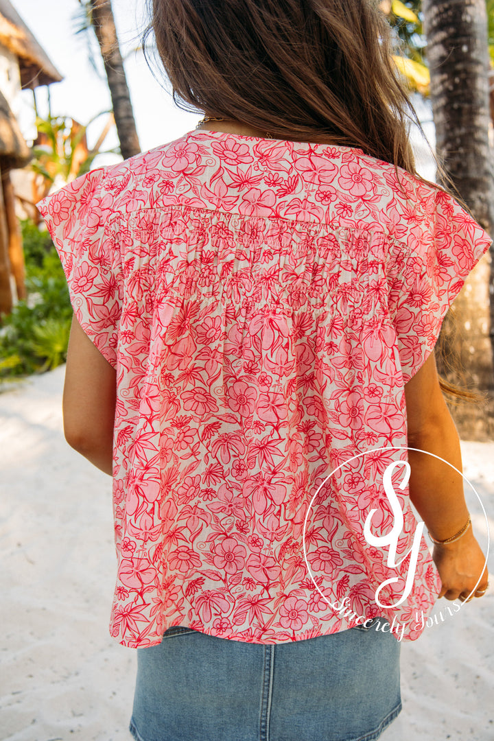 Fiesta Bloom Top-Red