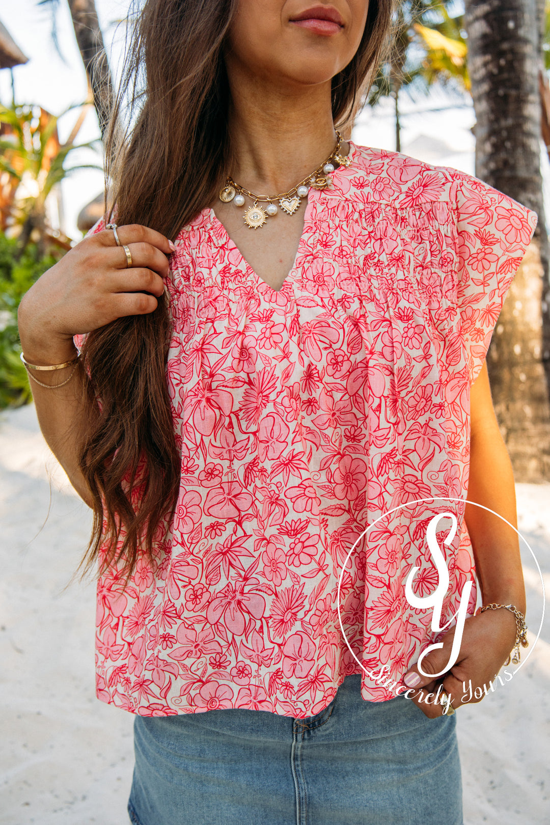Fiesta Bloom Top-Red