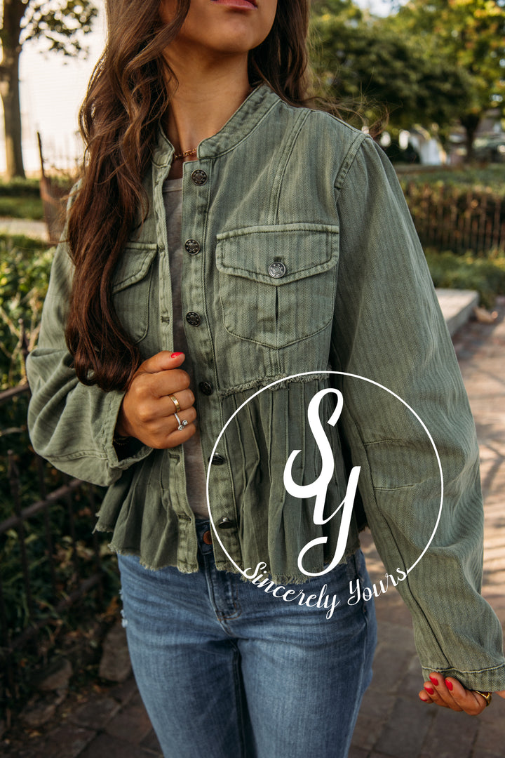 Denim Darling Jacket - Washed Olive