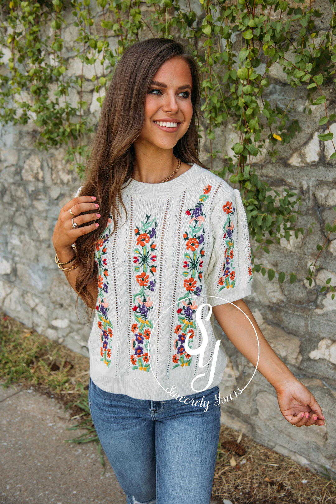 Fall Floral Sweater - Ivory