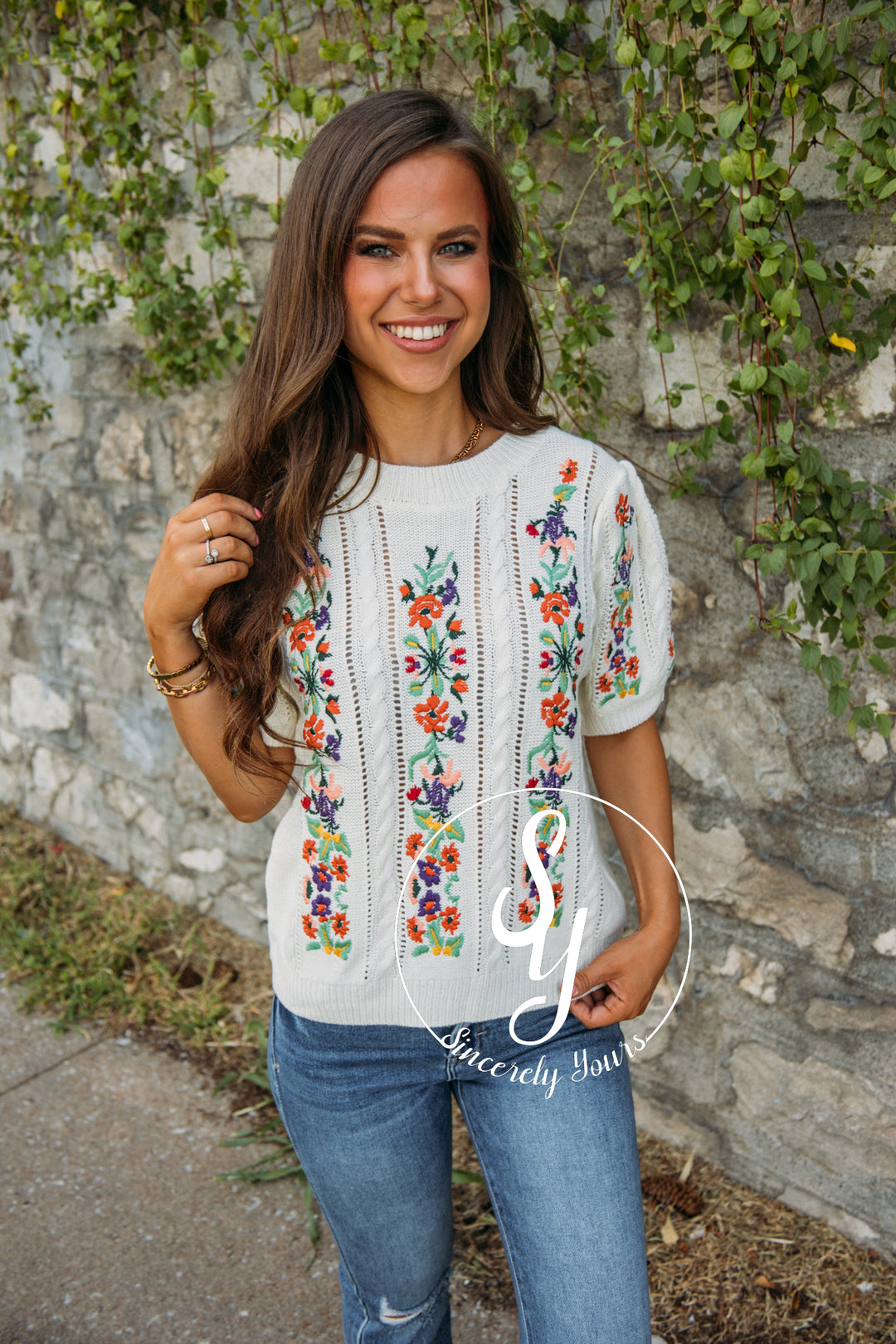 Fall Floral Sweater - Ivory