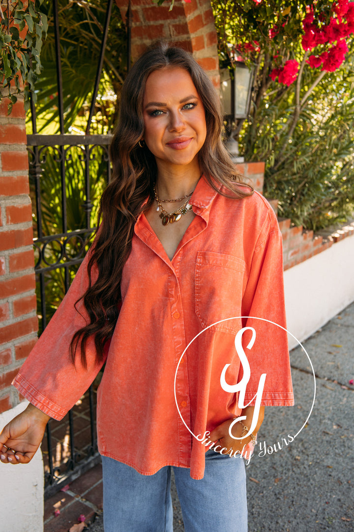 In the Garden Top - Coral