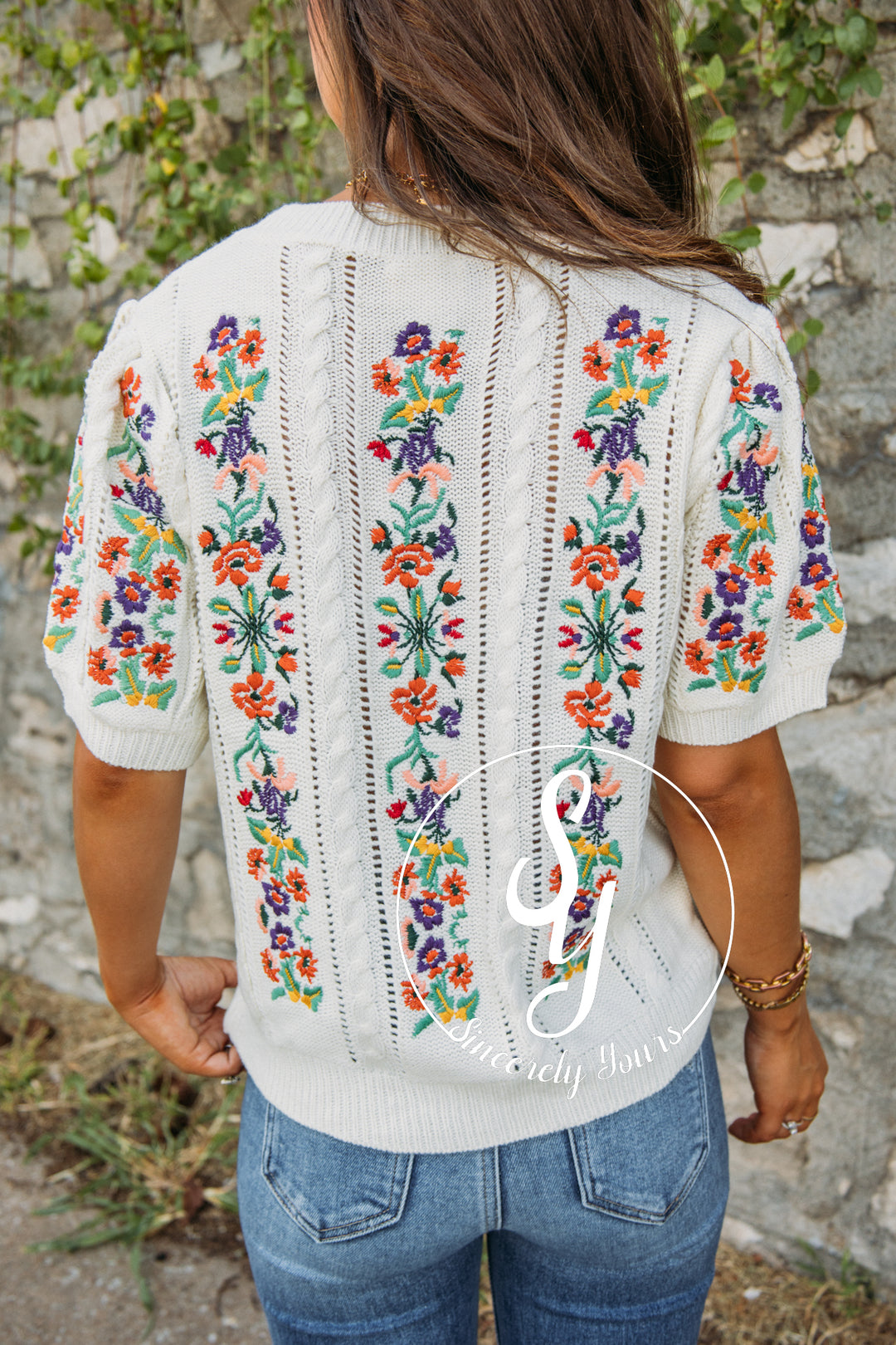 Fall Floral Sweater - Ivory