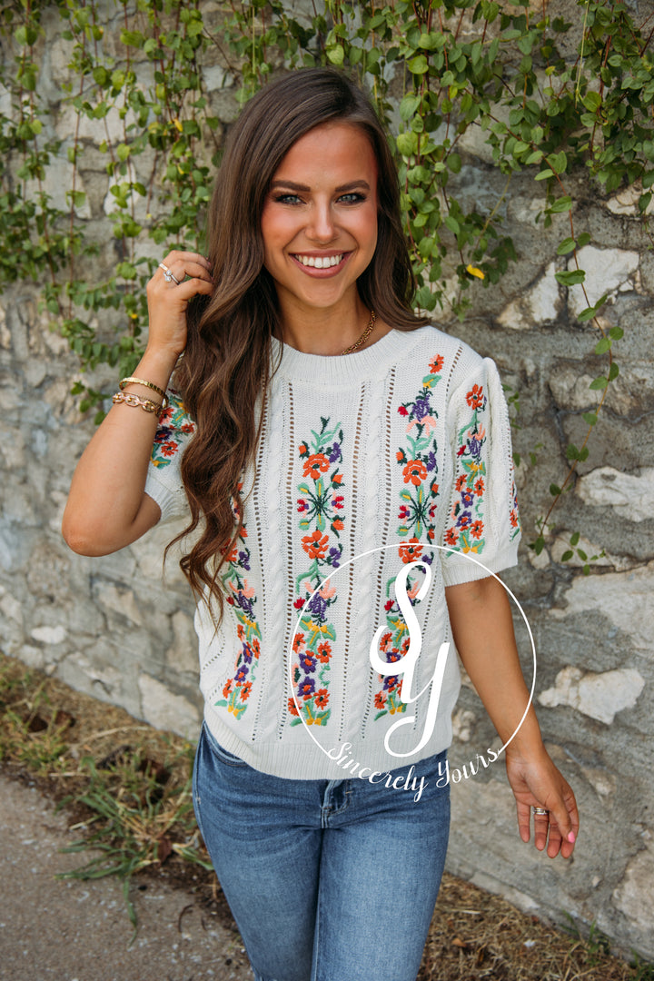 Fall Floral Sweater - Ivory