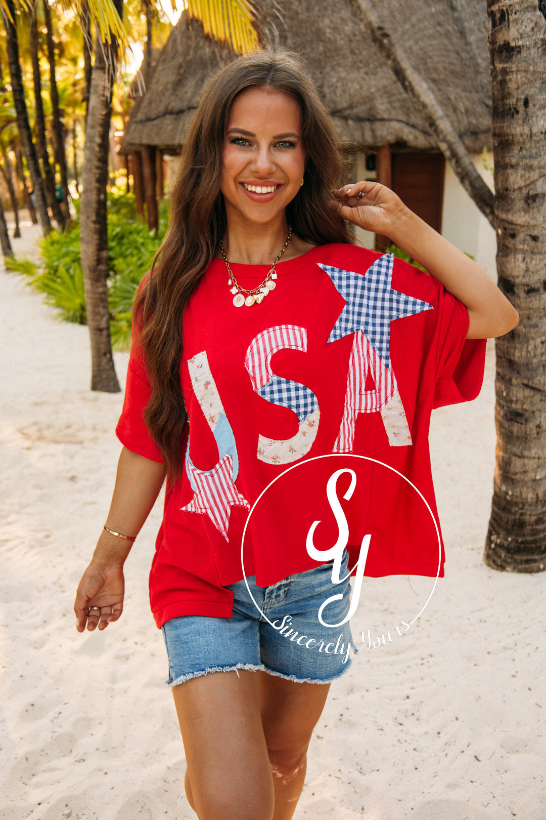 Stars and Patterns Top - Red