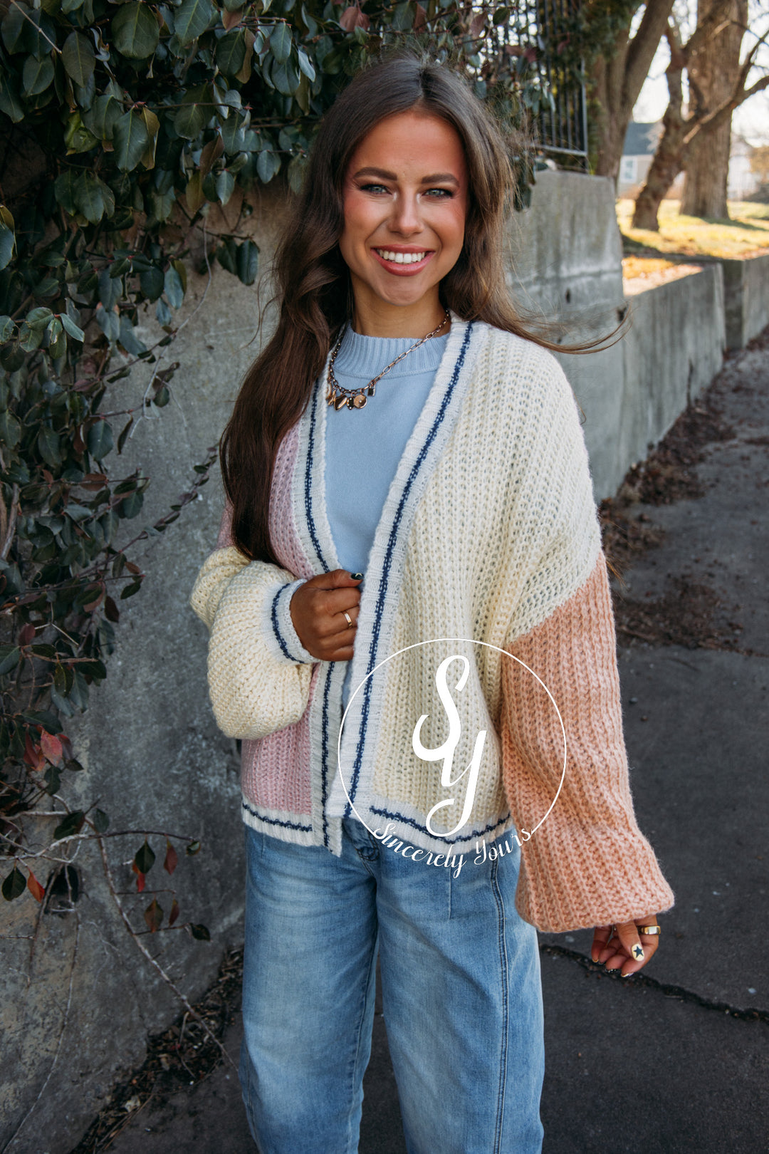 Snuggle On In Cardigan - Pink/Yellow