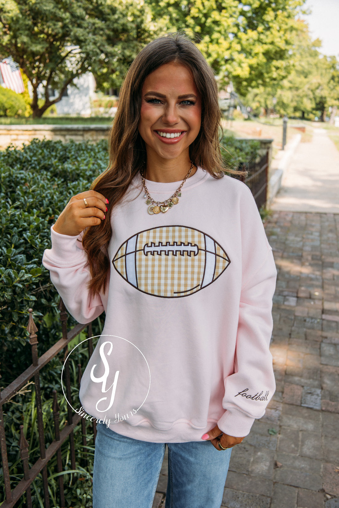 Football Day Crewneck- Pink