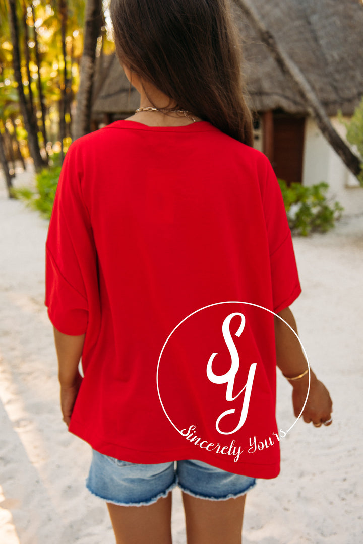 Stars and Patterns Top - Red