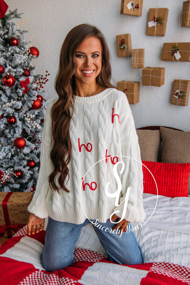 Ho Ho Holidays Sweater - White/Red