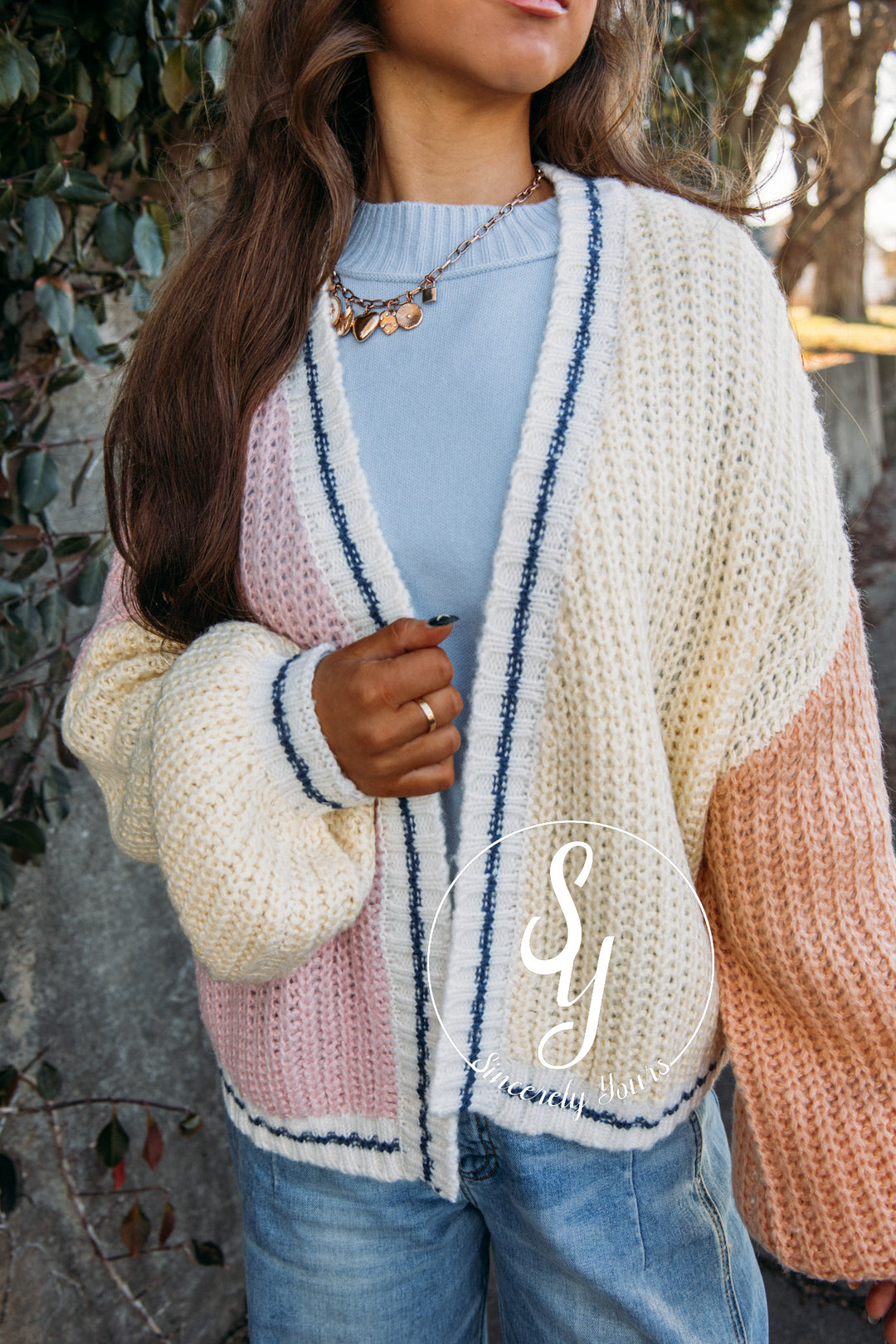 Snuggle On In Cardigan - Pink/Yellow