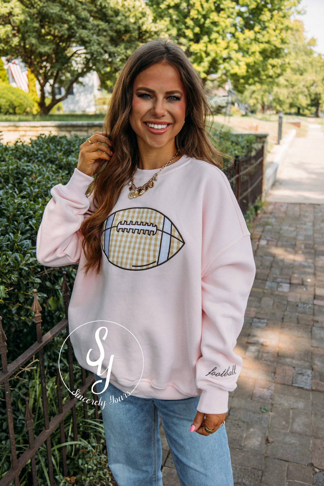Football Day Crewneck- Pink