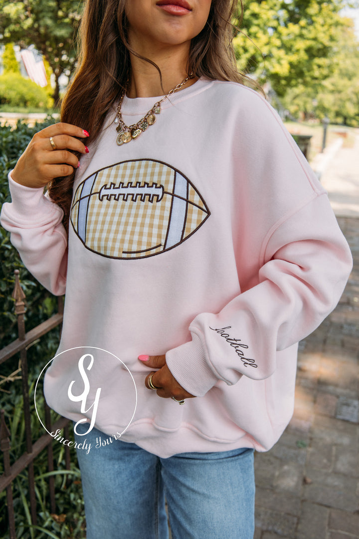 Football Day Crewneck- Pink