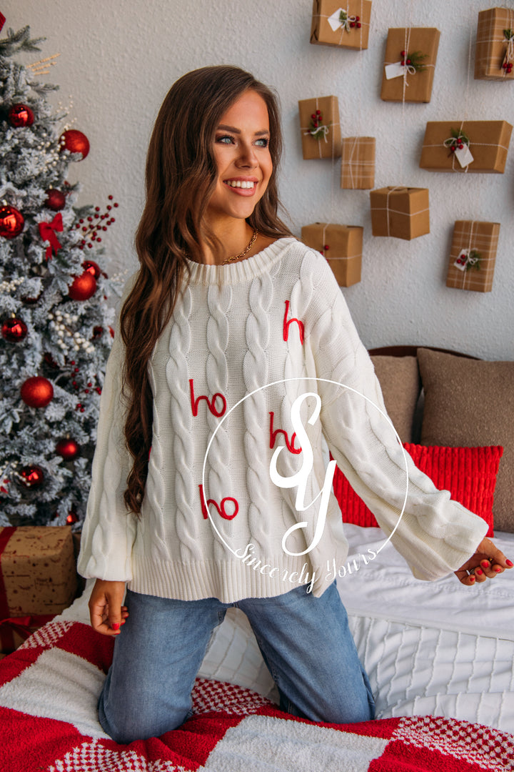 Ho Ho Holidays Sweater - White/Red