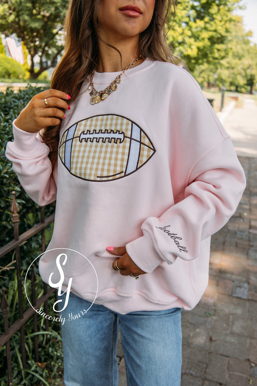 Football Day Crewneck- Pink