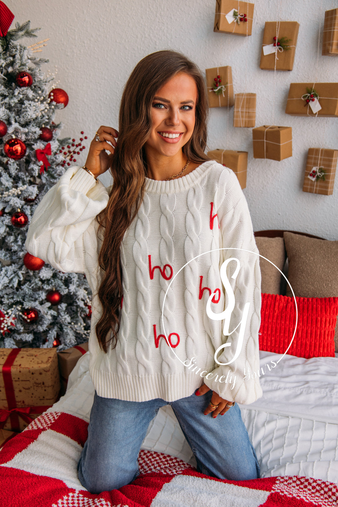 Ho Ho Holidays Sweater - White/Red