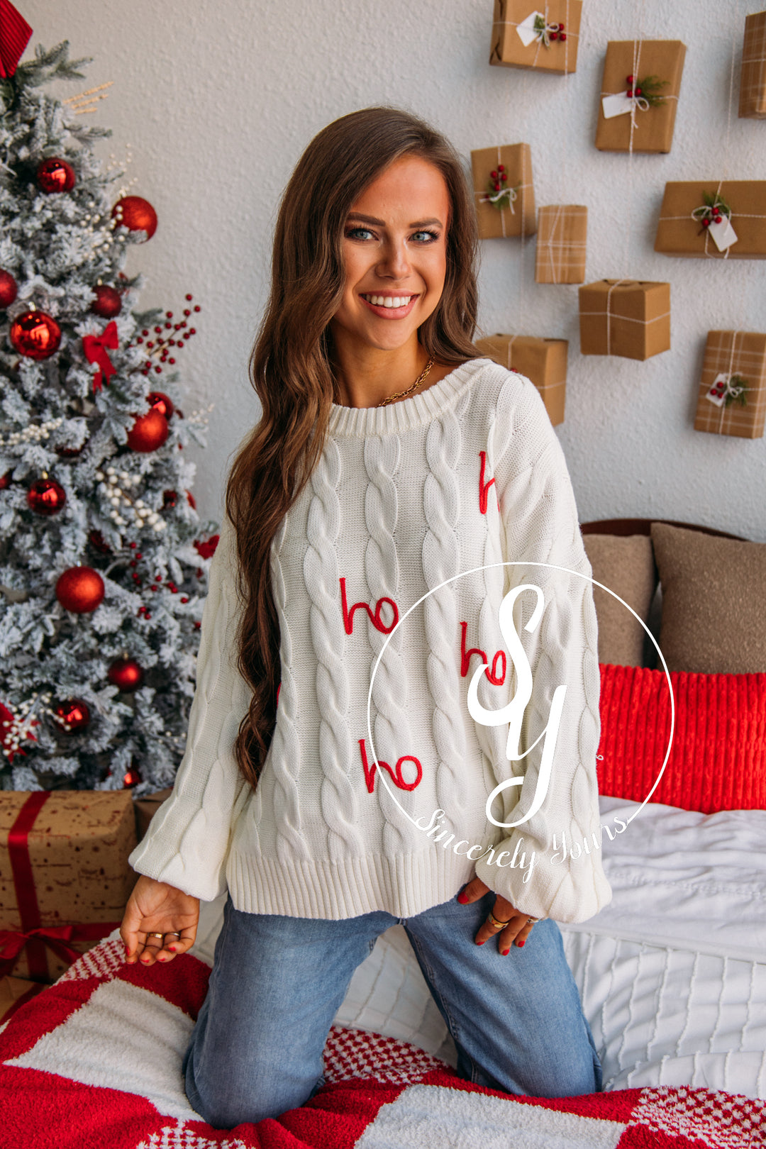 Ho Ho Holidays Sweater - White/Red