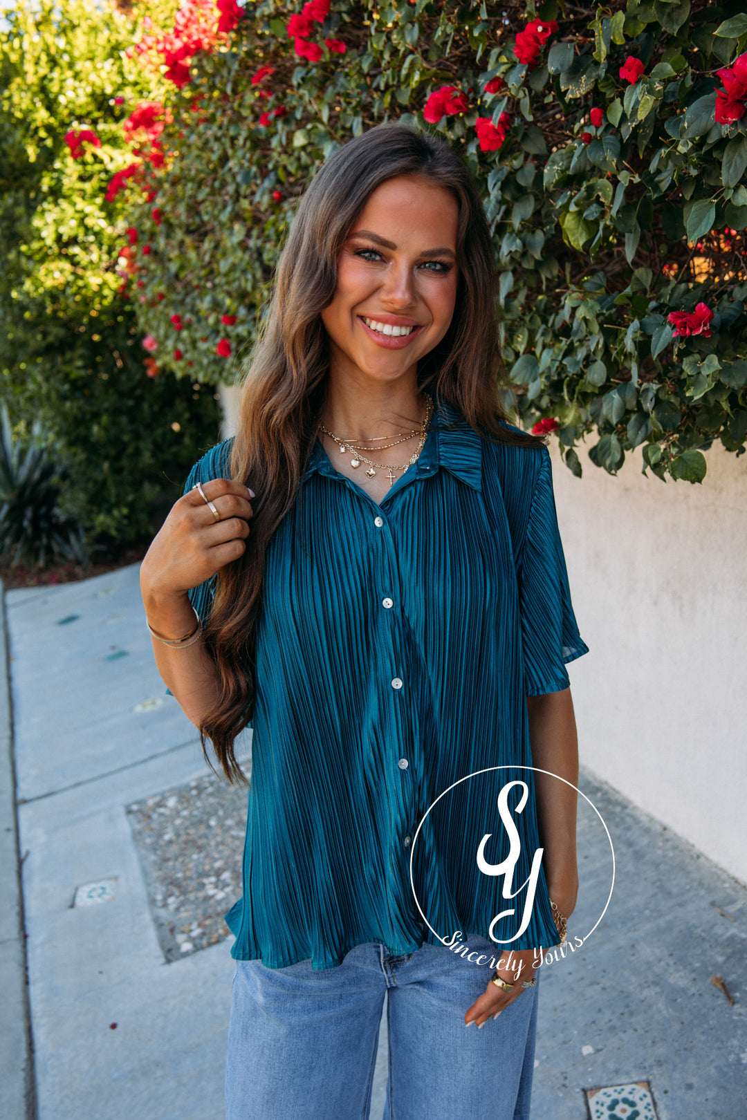 Christine Top- Teal
