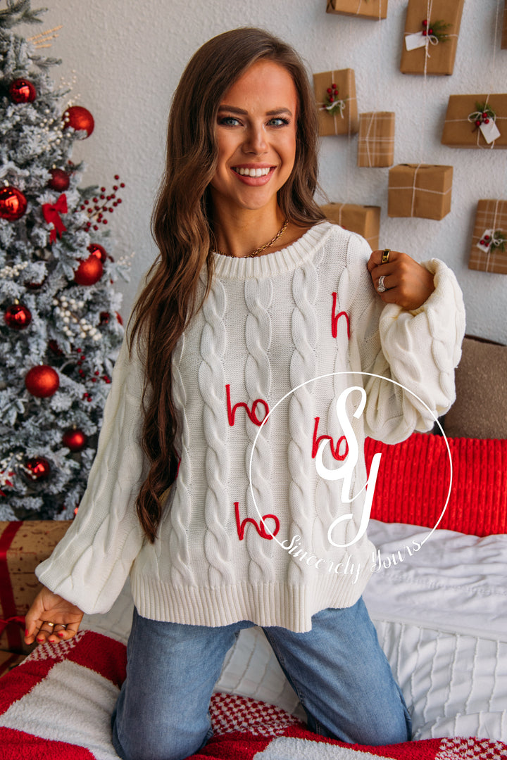 Ho Ho Holidays Sweater - White/Red