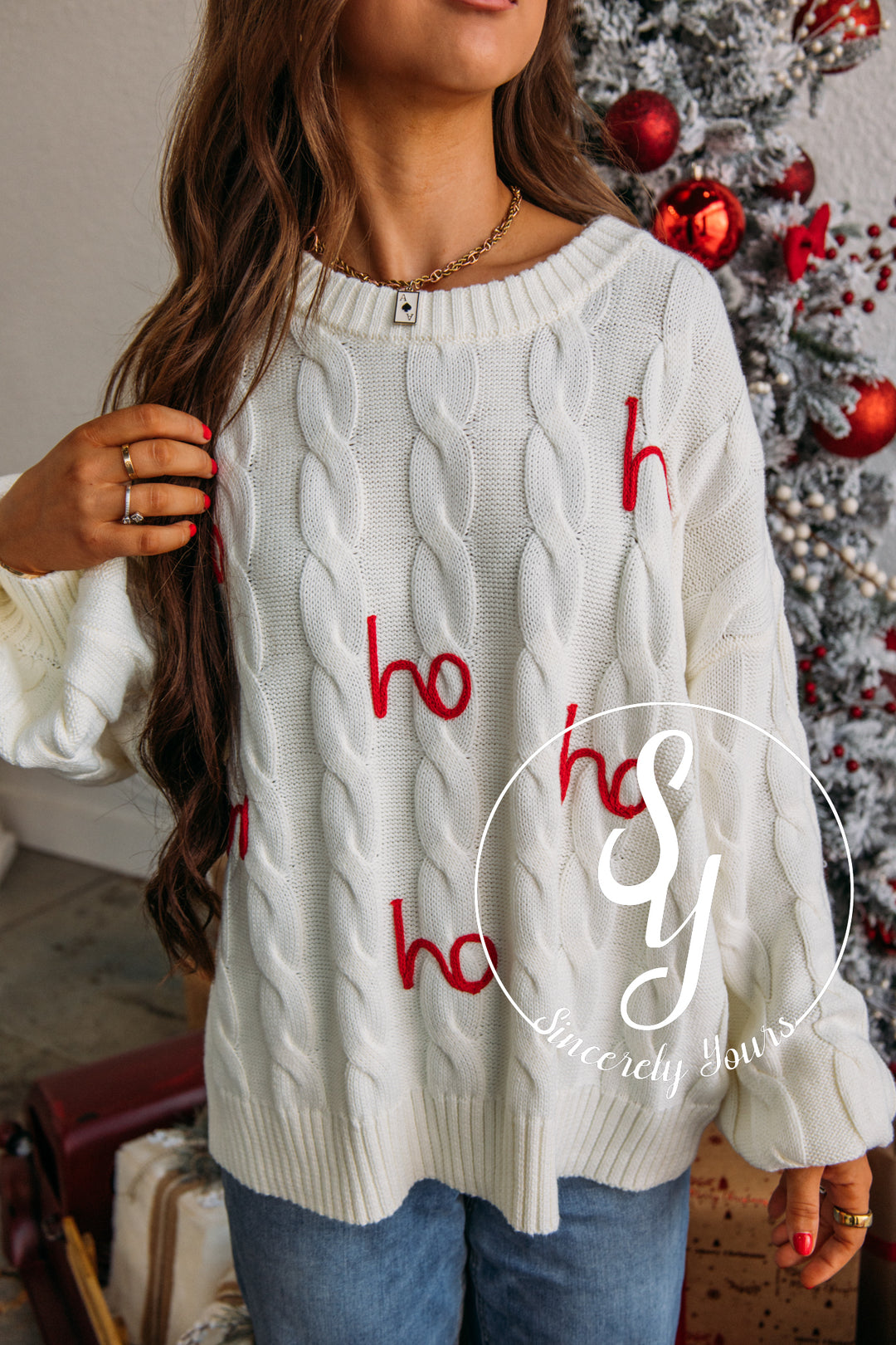 Ho Ho Holidays Sweater - White/Red