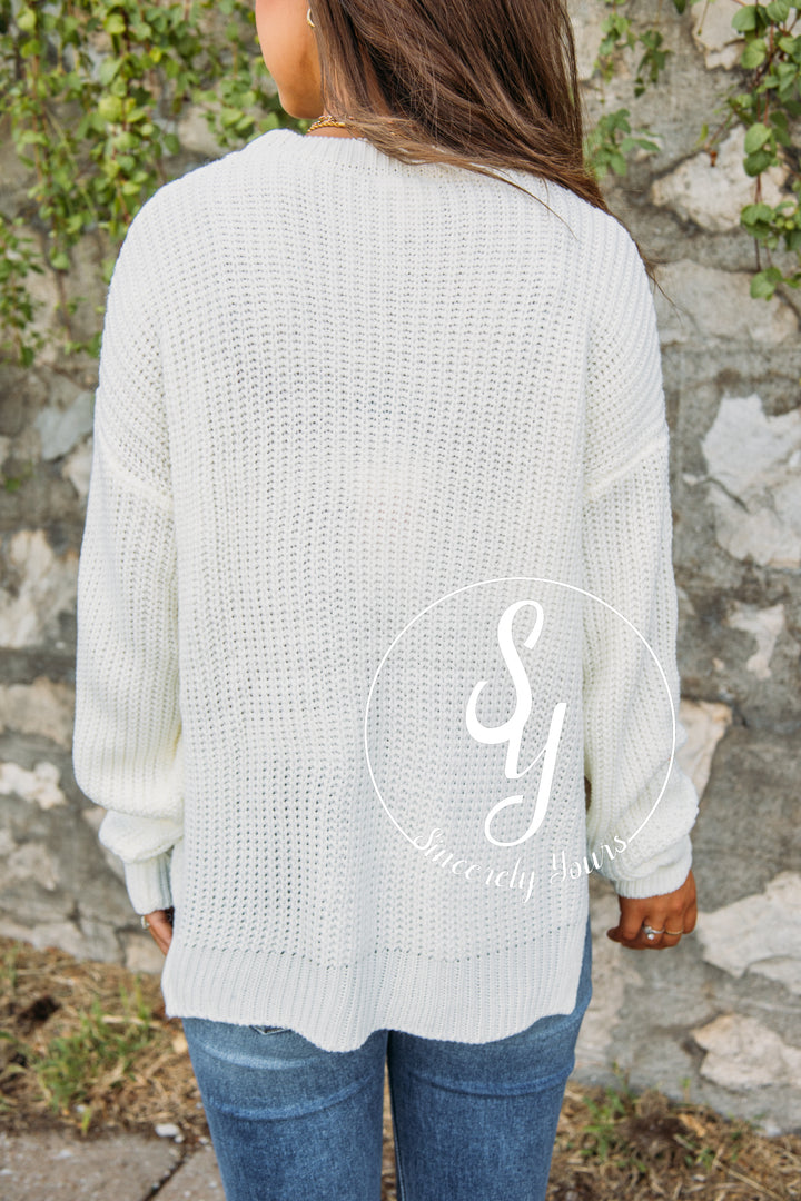 Hand In Hand Crochet Sweater -Ivory