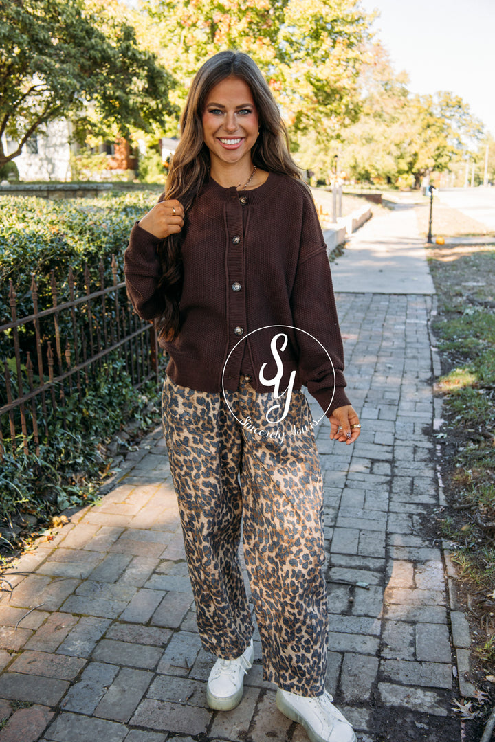 Animal Feelings Barrel Denim - Brown Leopard