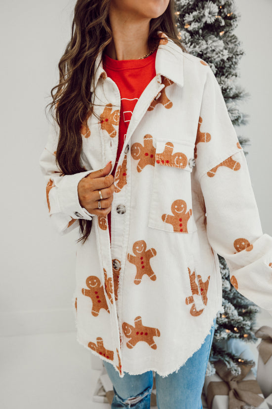 Gingerbread Corduroy Jacket - White/Taupe