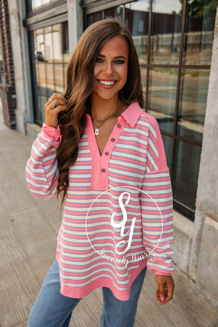 Forever and Ever Stripe Top - Pink