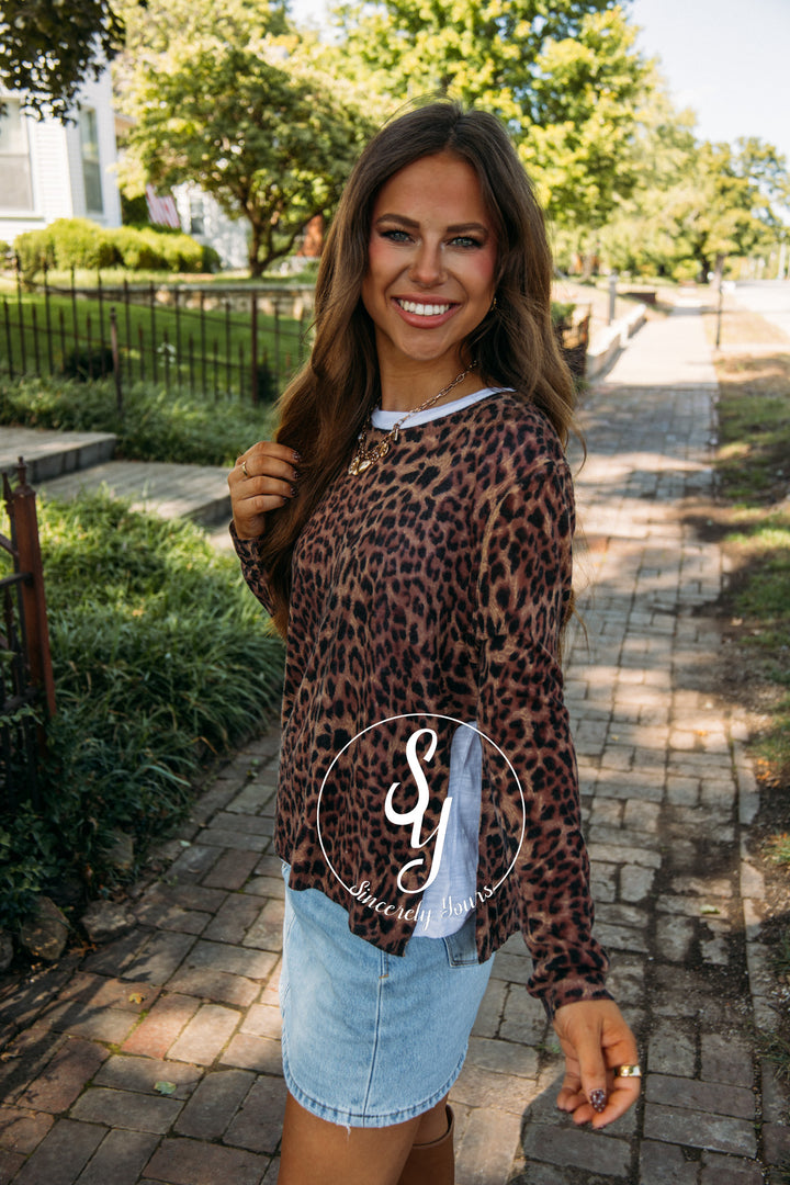 Social Vibes Sweater- Leopard