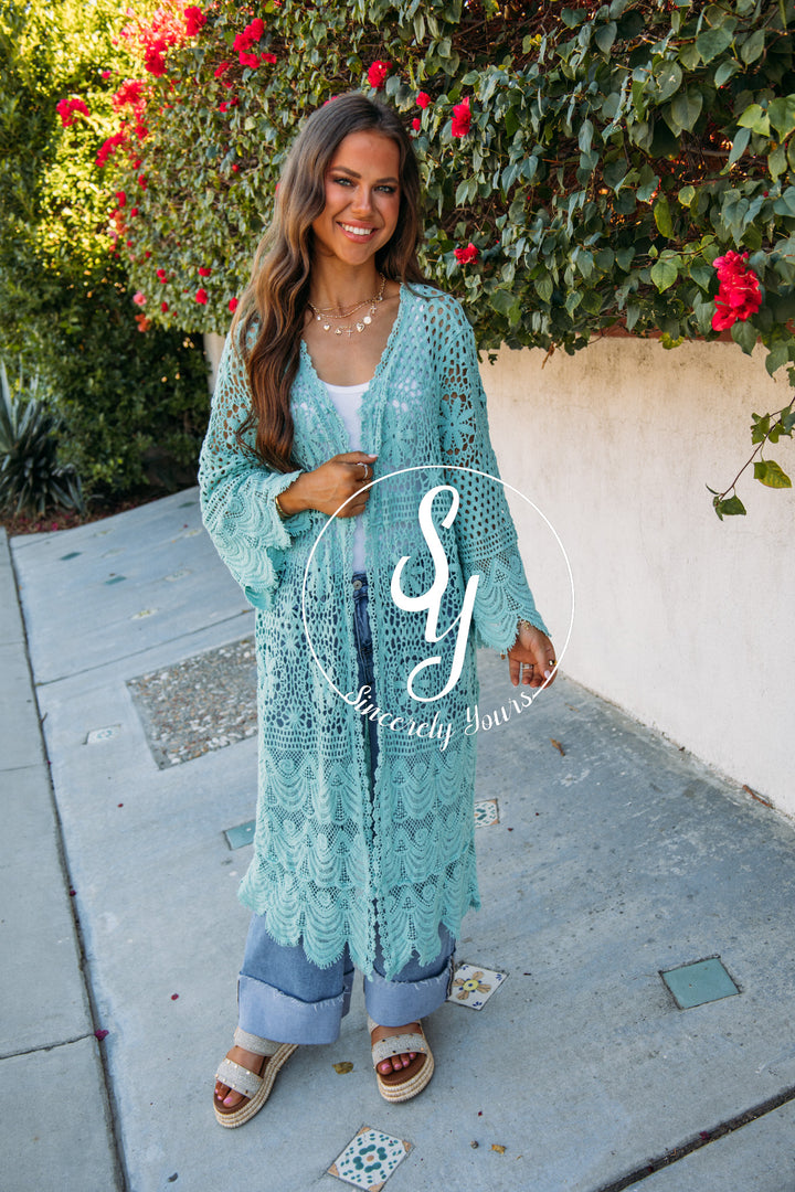 Seascape Cardigan- Aqua Teal