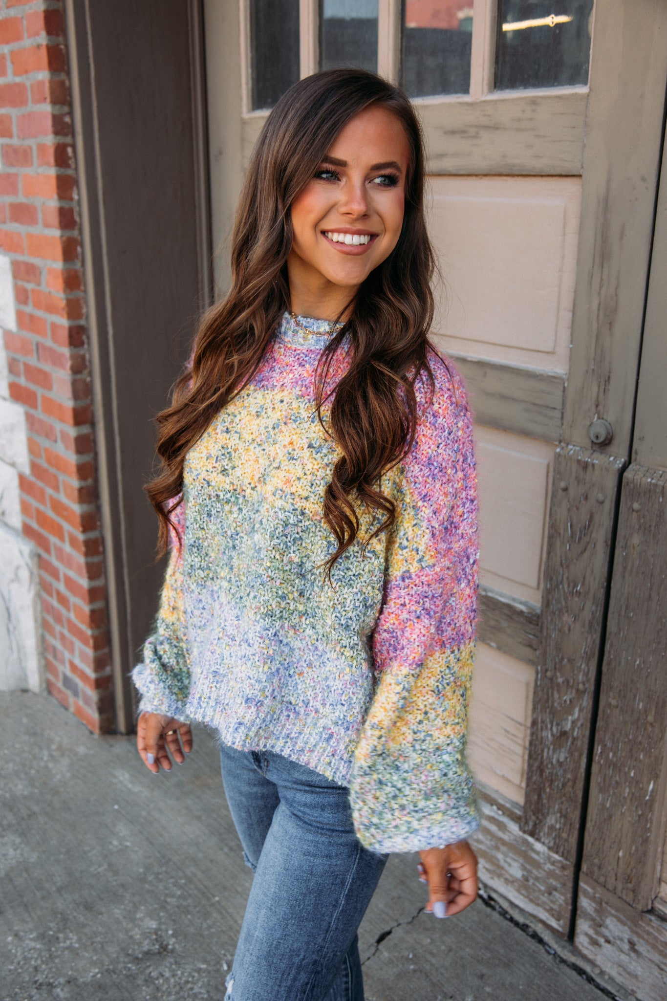 Saw You Over There Sweater-Blue