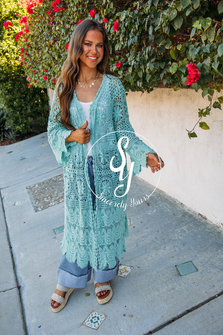 Seascape Cardigan- Aqua Teal
