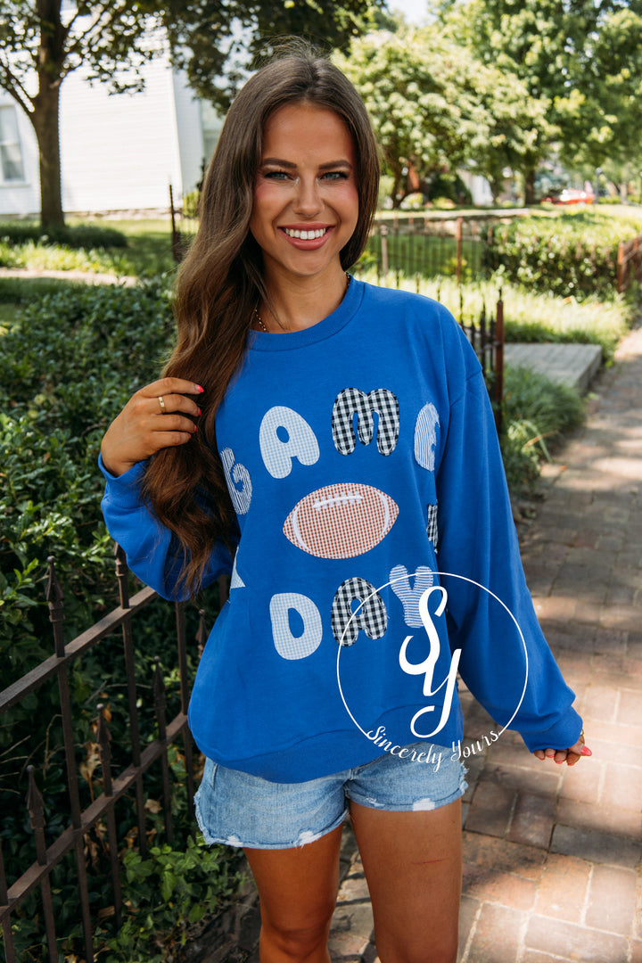 Football Gameday Crewneck -Royal Blue