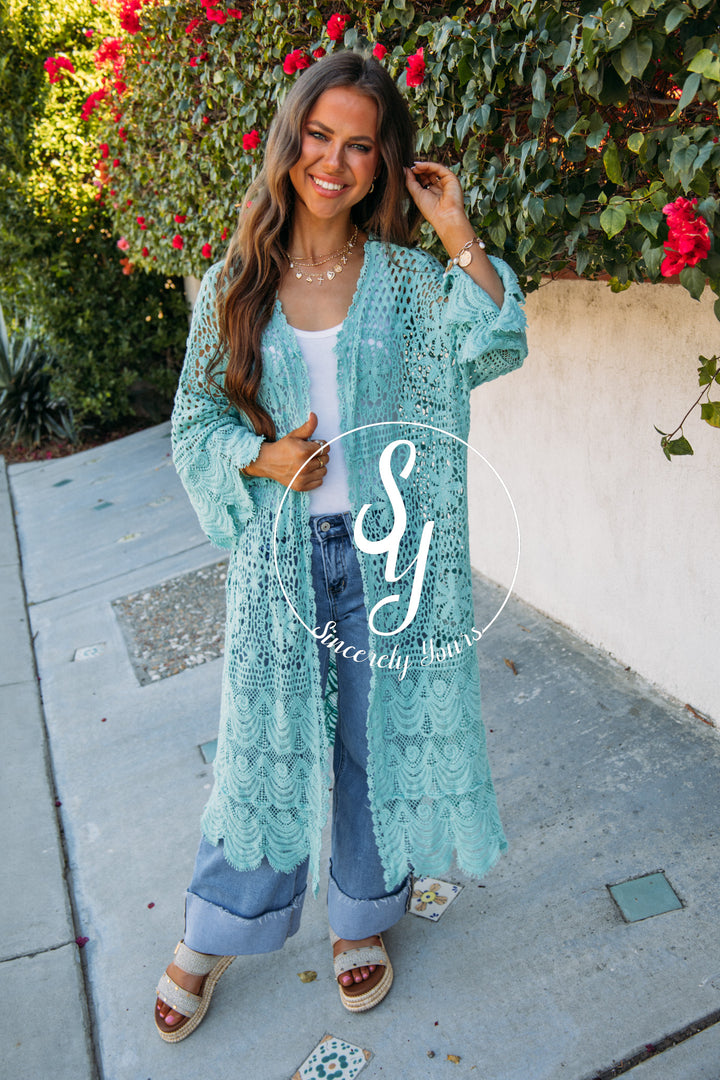 Seascape Cardigan- Aqua Teal
