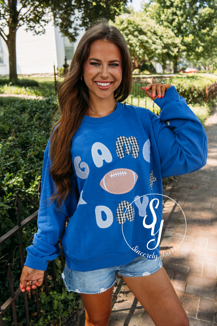 Football Gameday Crewneck -Royal Blue