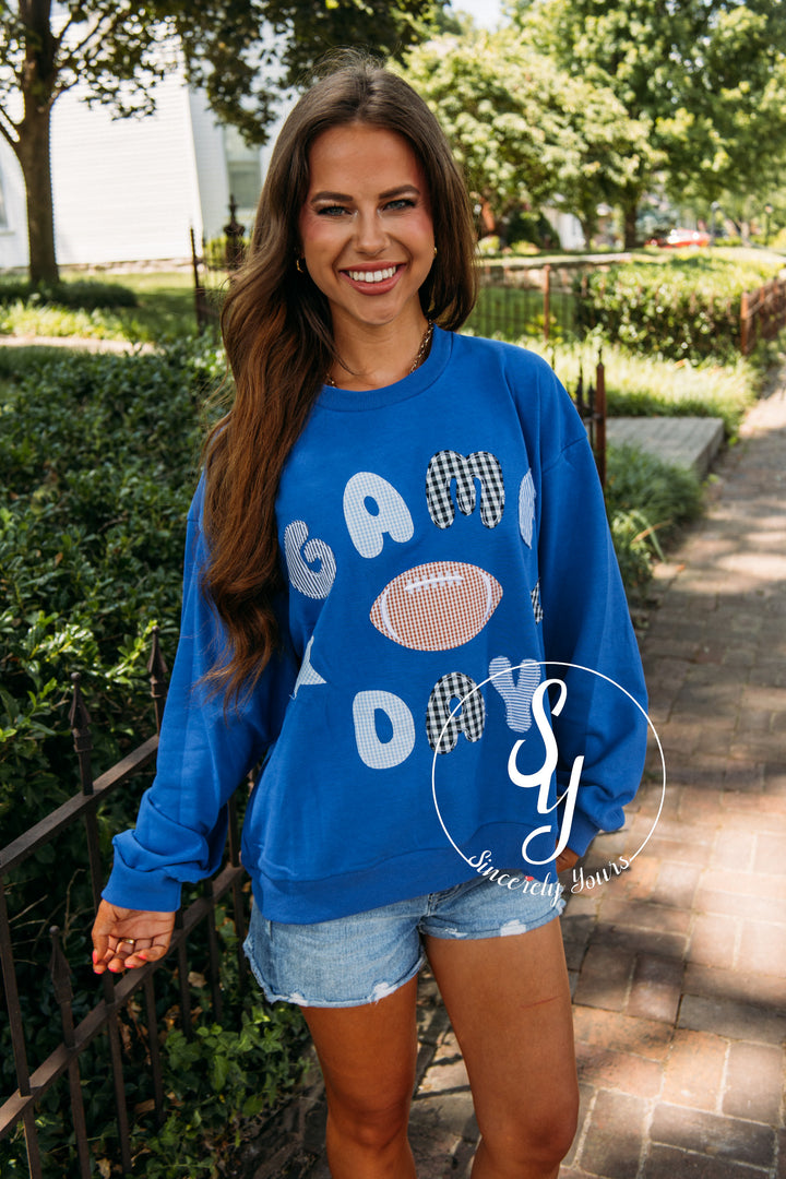 Football Gameday Crewneck -Royal Blue