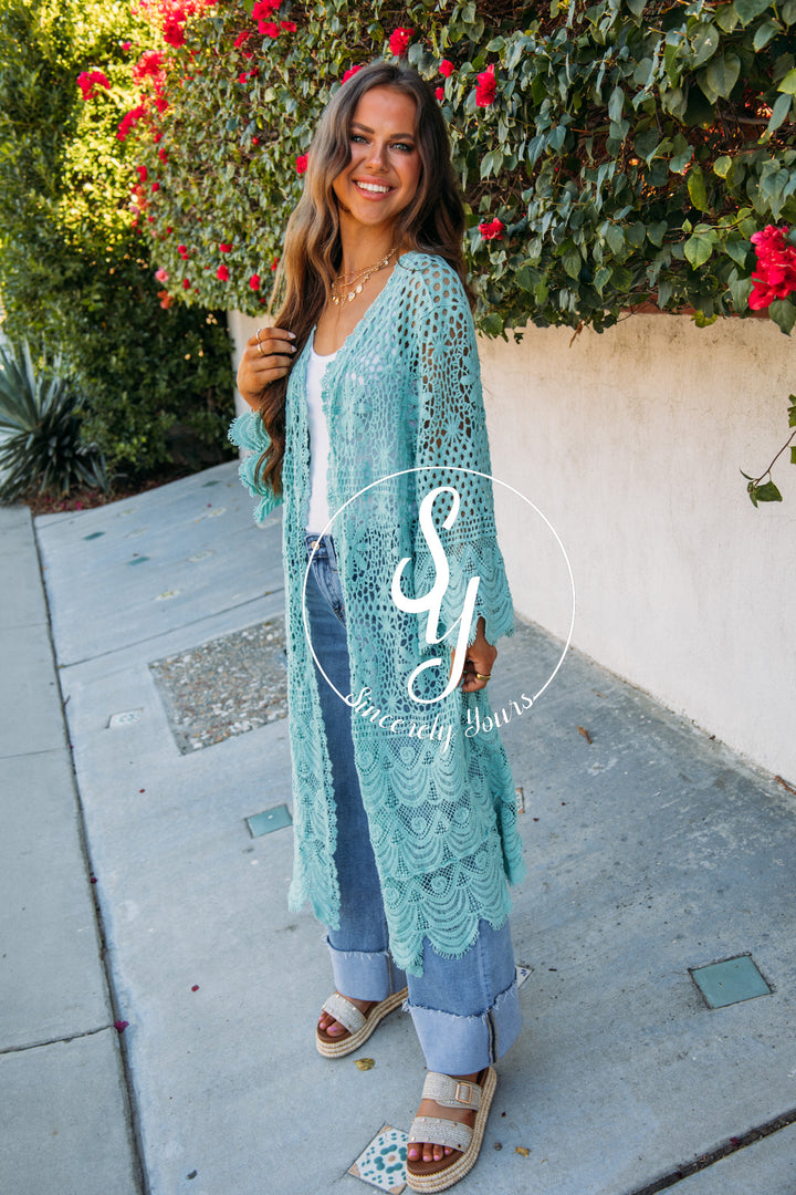 Seascape Cardigan- Aqua Teal