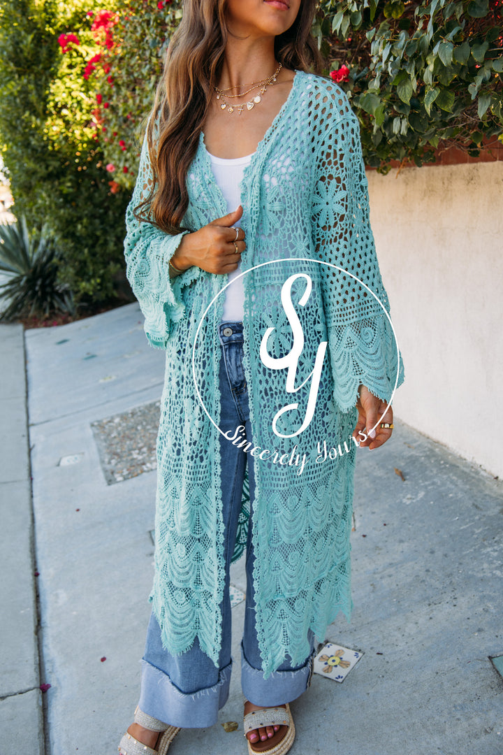 Seascape Cardigan- Aqua Teal