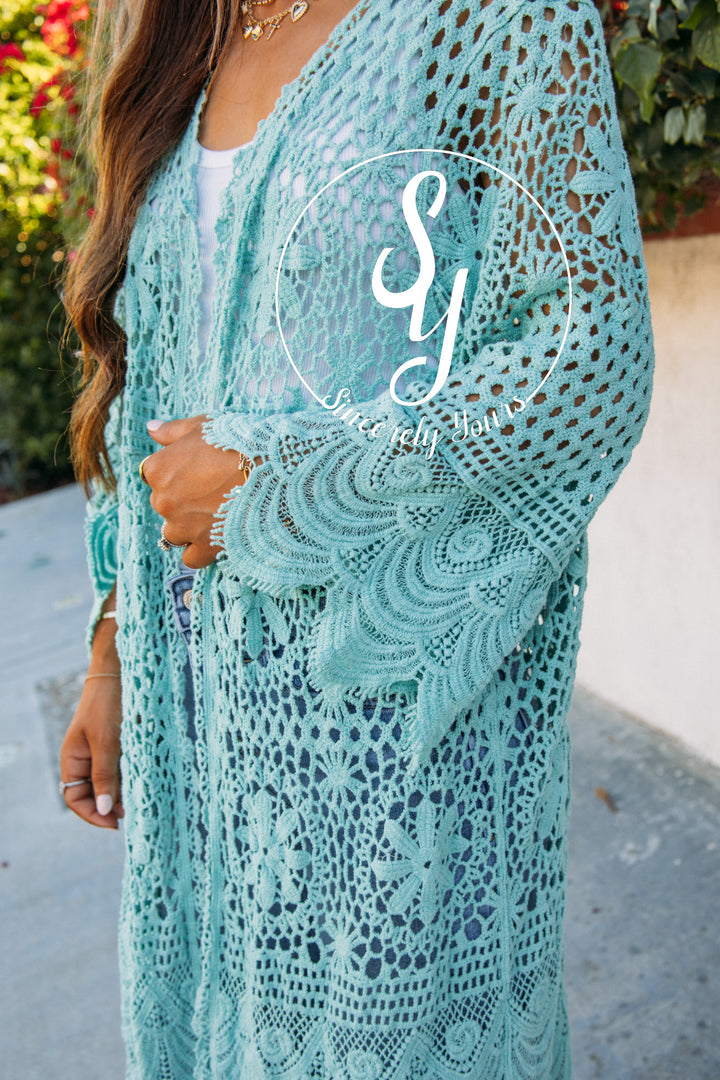 Seascape Cardigan- Aqua Teal