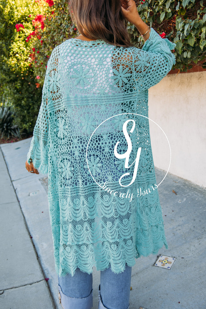 Seascape Cardigan- Aqua Teal