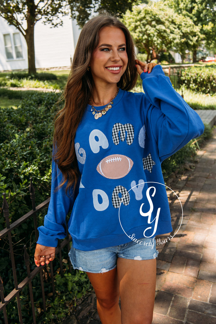 Football Gameday Crewneck -Royal Blue