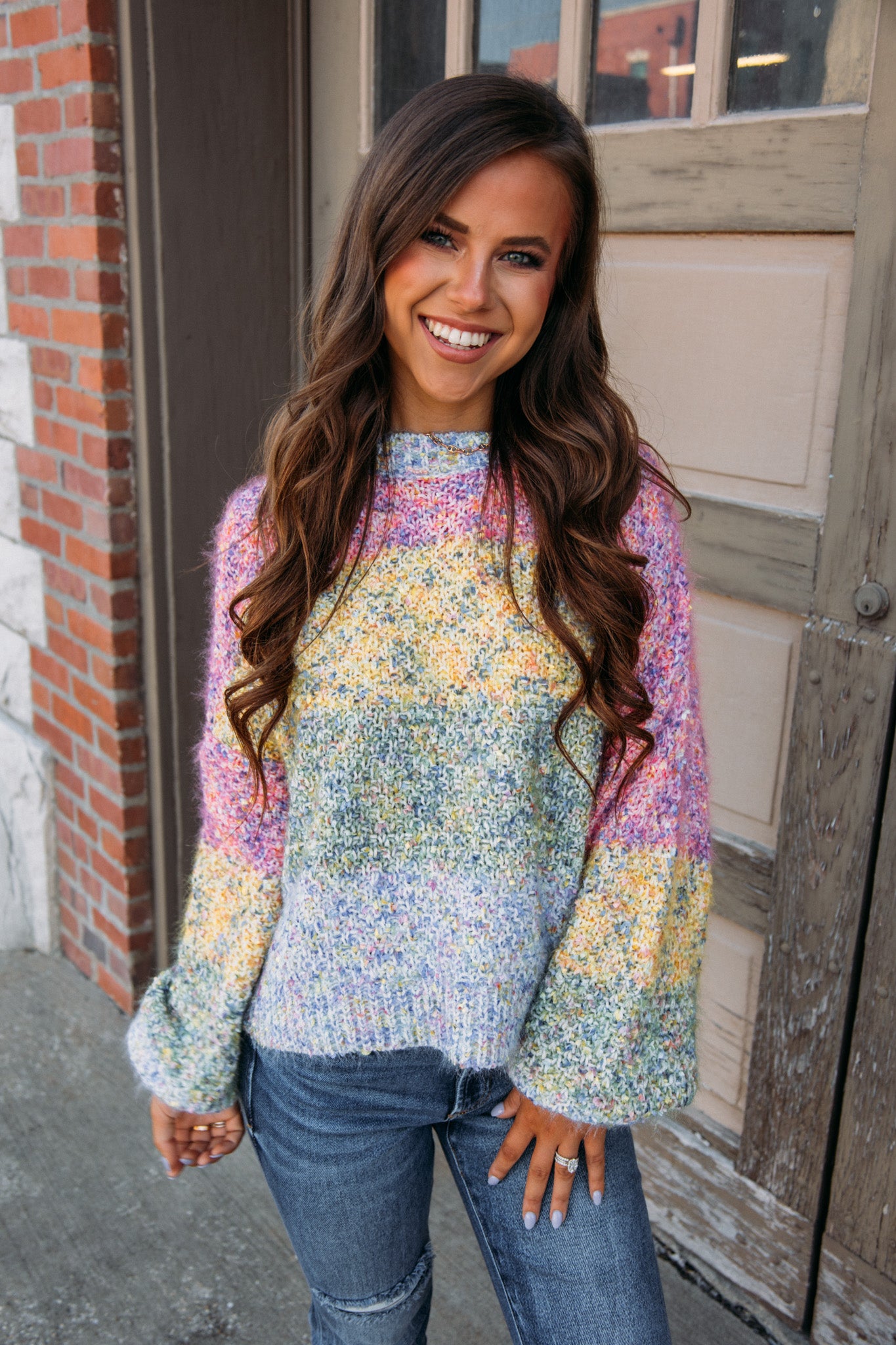 Saw You Over There Sweater-Blue