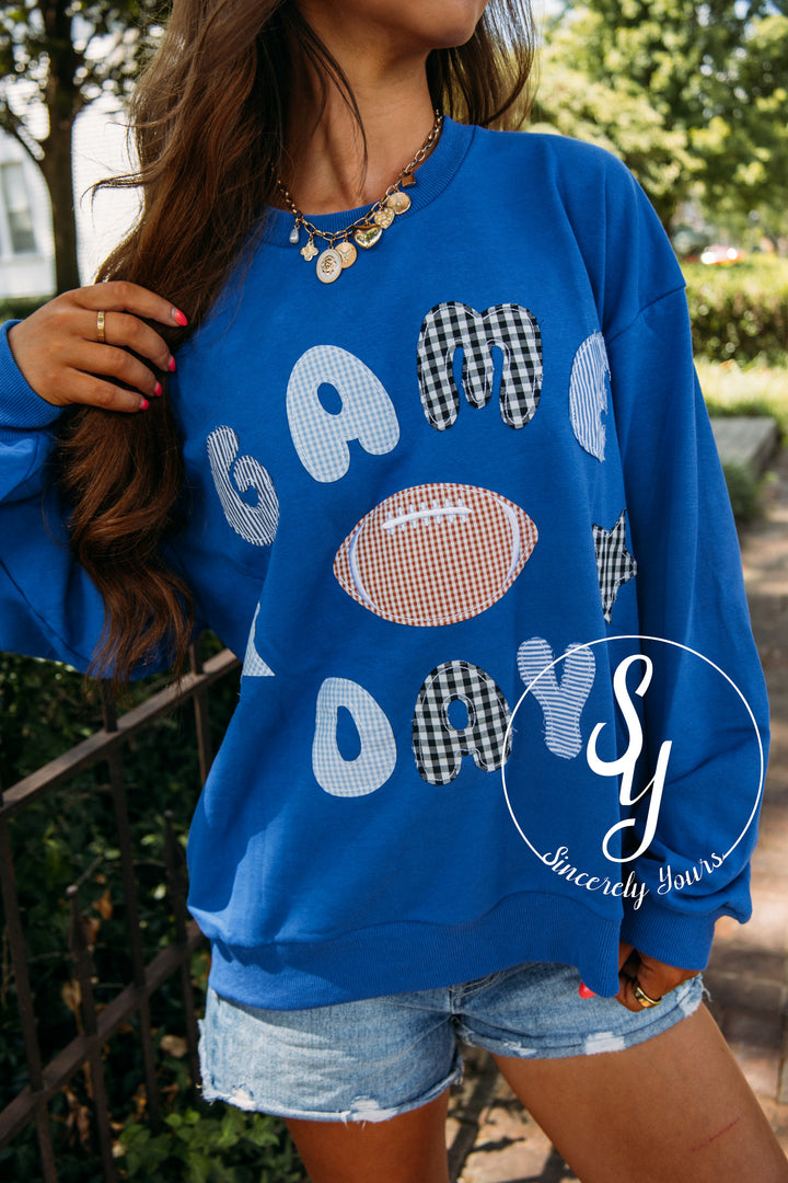 Football Gameday Crewneck -Royal Blue