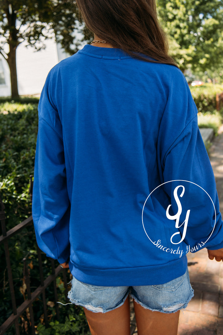 Football Gameday Crewneck -Royal Blue