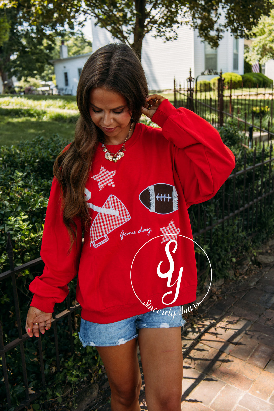 Gameday Patchwork Crewneck - Red